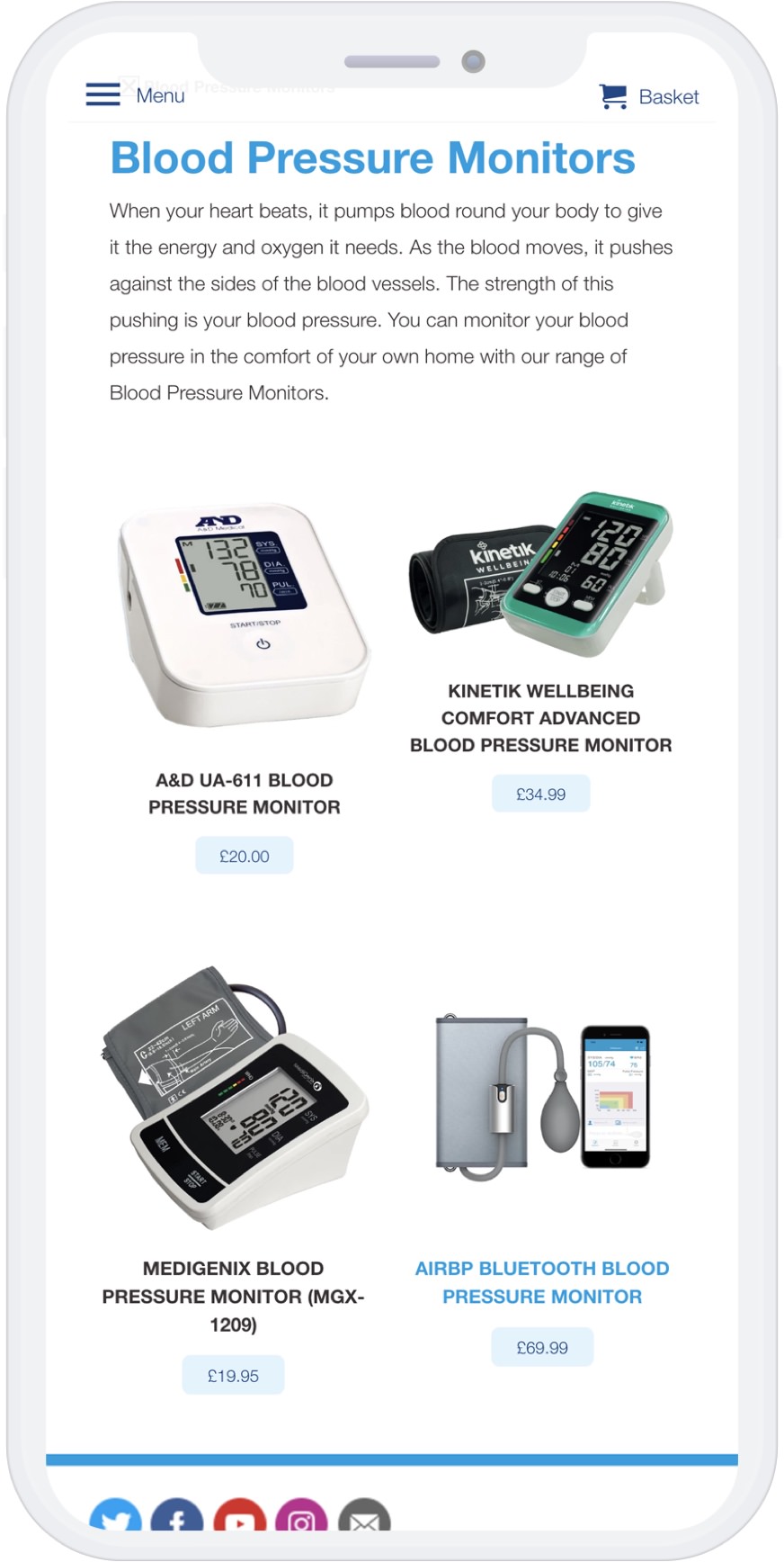 Mobile view of blood presure monitor collection