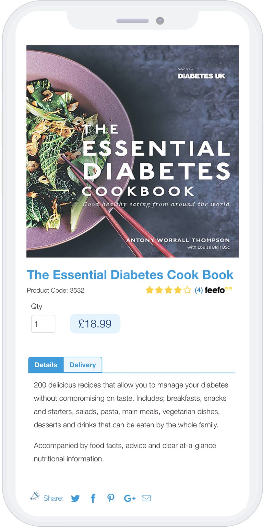 Mobile view of Diabetes UK product page