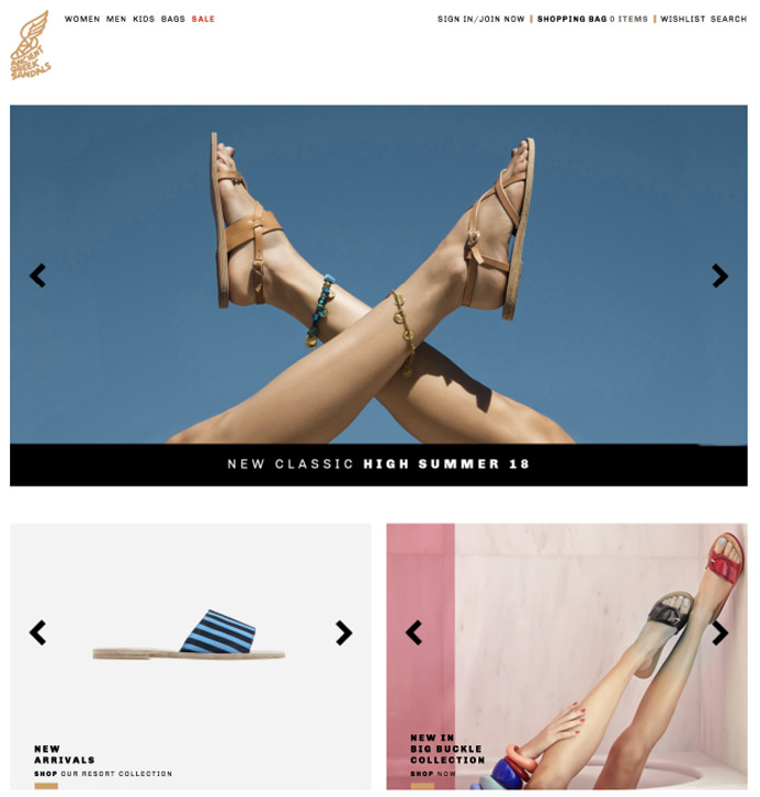 Greek Sandals beachwear swimwear ecommerce inspiration