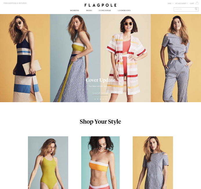 Flagpole beachwear swimwear ecommerce inspiration