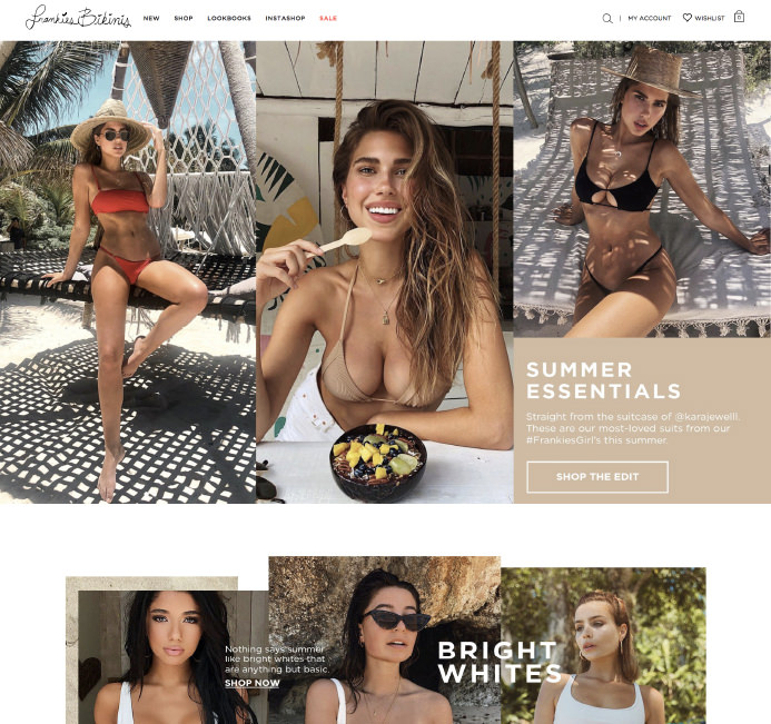 Frankies Bikinis beachwear swimwear ecommerce inspiration