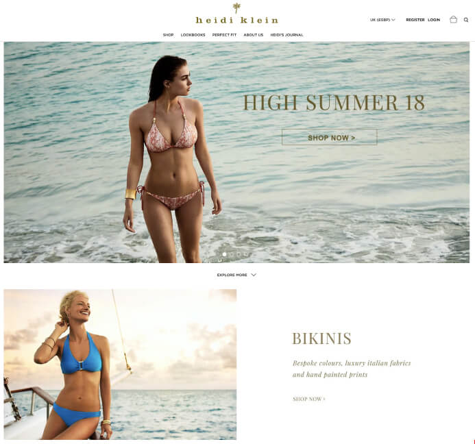 Heidi Klein beachwear swimwear ecommerce inspiration