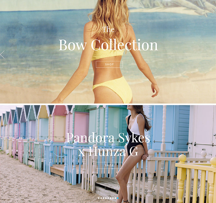 Hunza G beachwear swimwear ecommerce inspiration