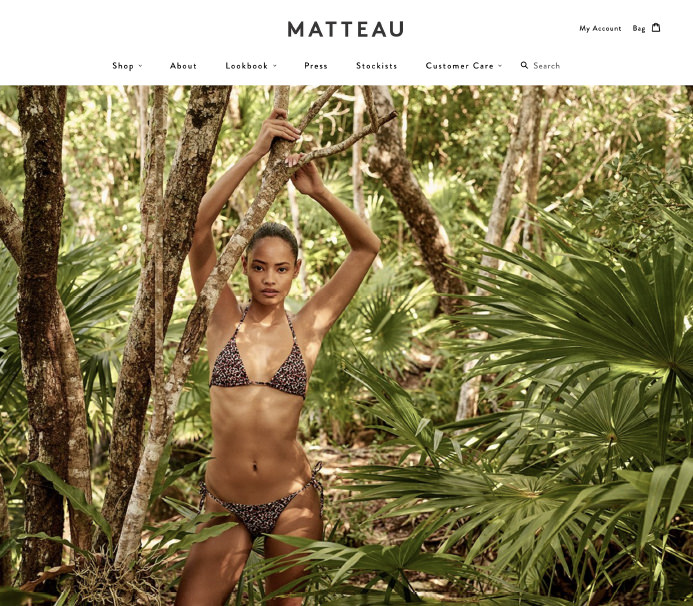 Matteau beachwear swimwear ecommerce inspiration